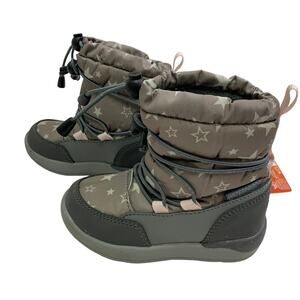 NWT 3M Scotchlite Toddlers Girls 6.5 Winter Boots Gray Snowflakes Waterproof